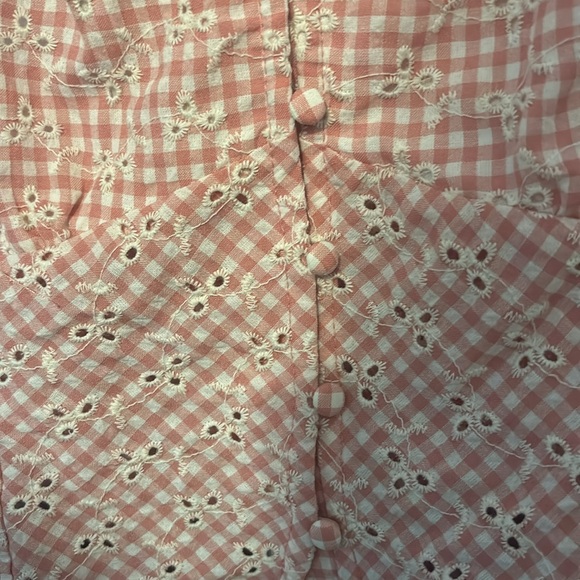Pink Gingham Eyelet Ruffle Crop Top - Picture 3 of 3